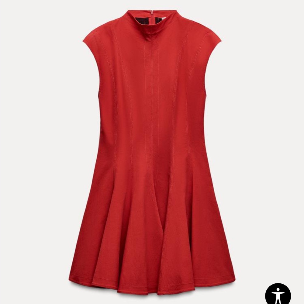 Mini Red Godet Zara Dress - Medium